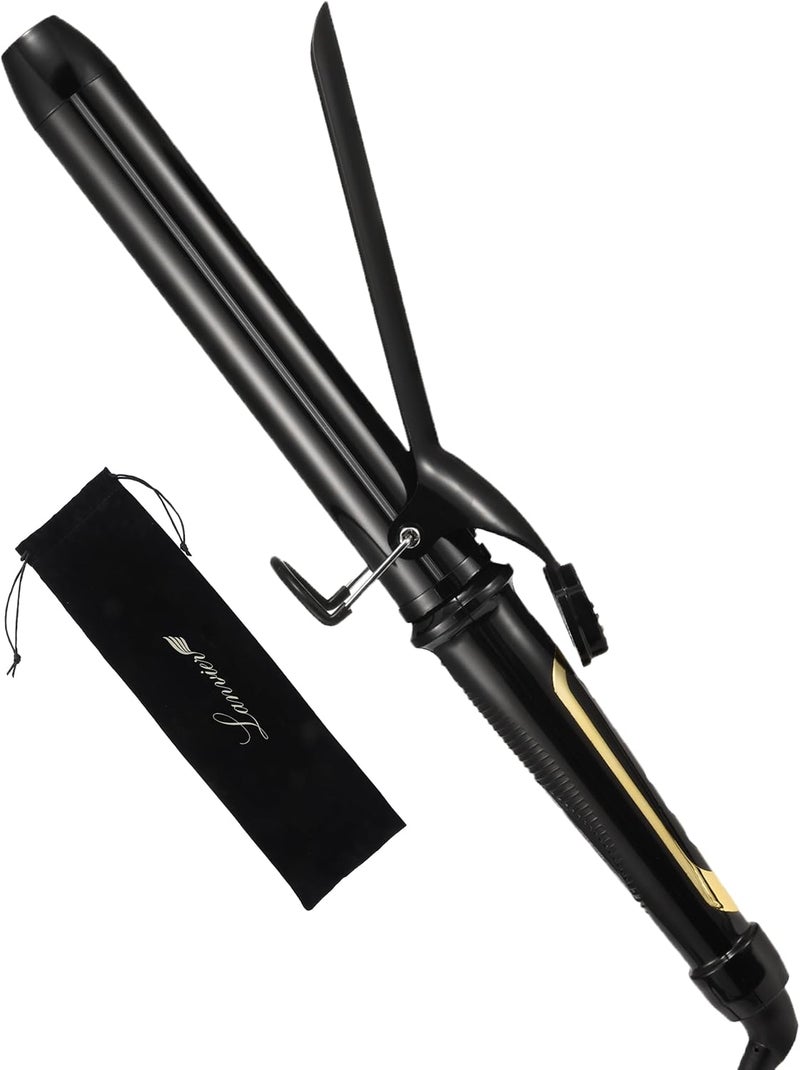 LANVIER 1.25 Inch Curling Iron, Extra Long Barrel 1 1/4 Inch Curling Iron for Long Hair up to 450F, Worldwide Dual Voltage Hair Curler for Traveling, Hair Waving Style Tool Black - Image 1